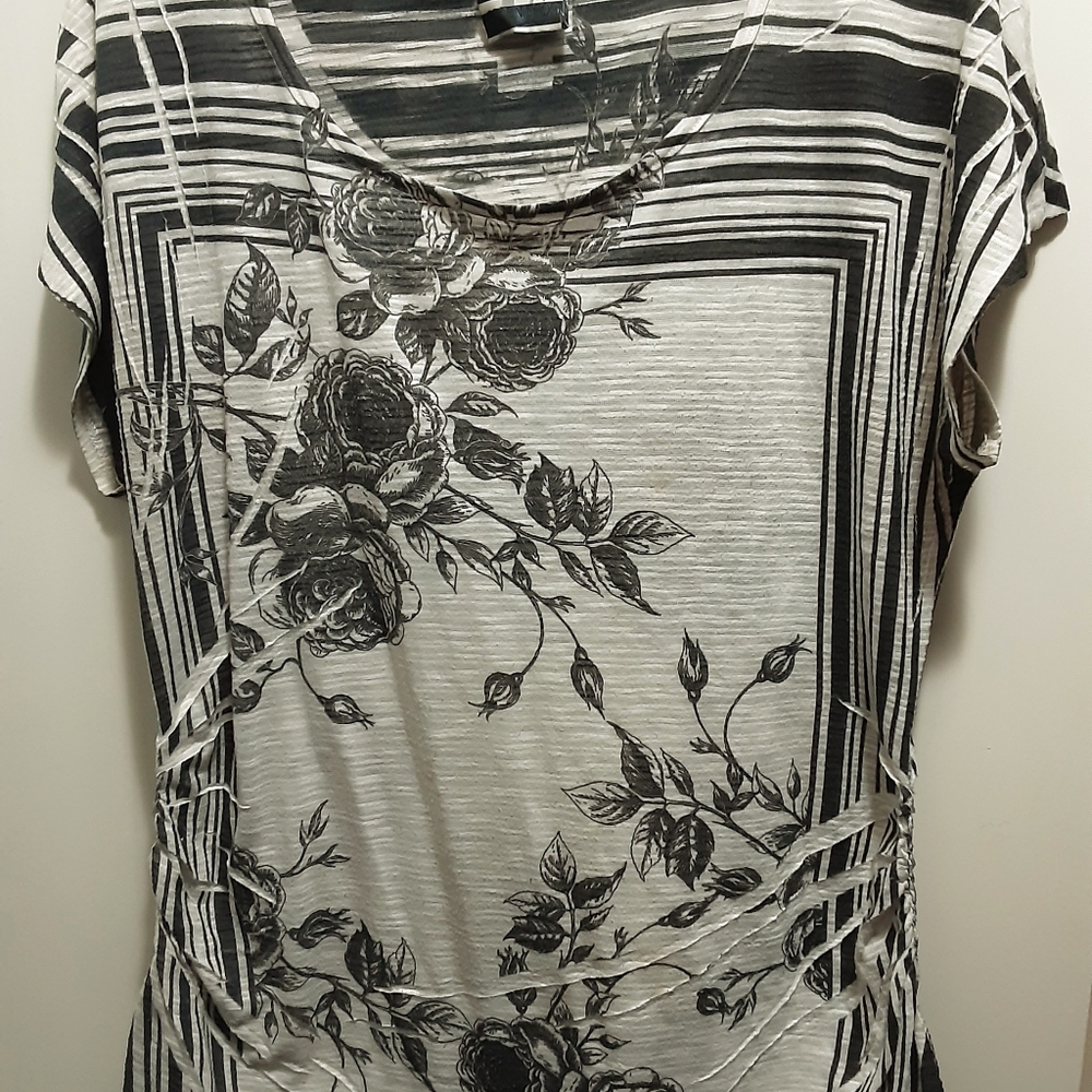 White & Black Floral Blouse